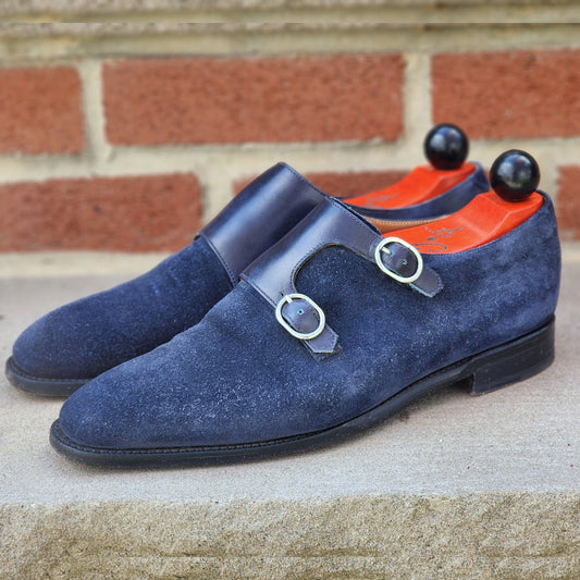 J.FitzPatrick - Double Monk Strap - Navy Suede - US 7.5