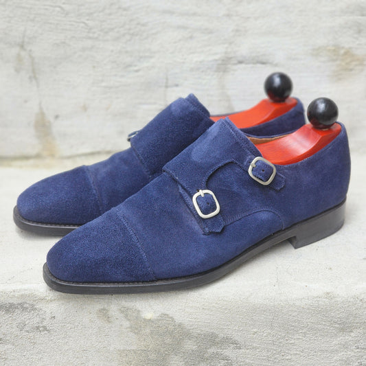 J.FitzPatrick - Suede Double Monk Strap - Blue - US 7.5