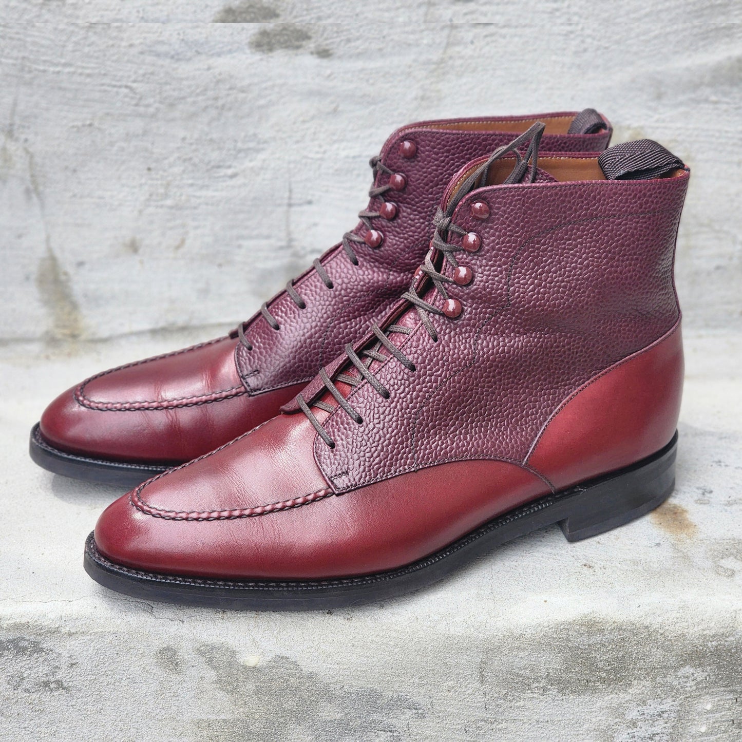 J.FitzPatrick - Botas Derby con delantal - Piel de becerro burdeos/grano