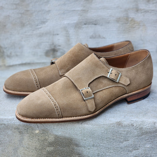 Yearn - Suede Double Monk Strap - Sand - US 7.5