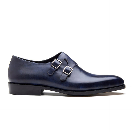 Sabre - Spiral Double Monk Strap - Navy Museum Calf