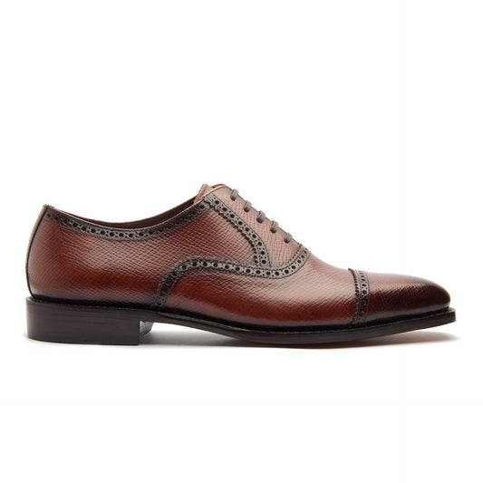 Bemer-X - Quarter Brogue Oxford - Cognac Hatch Grain