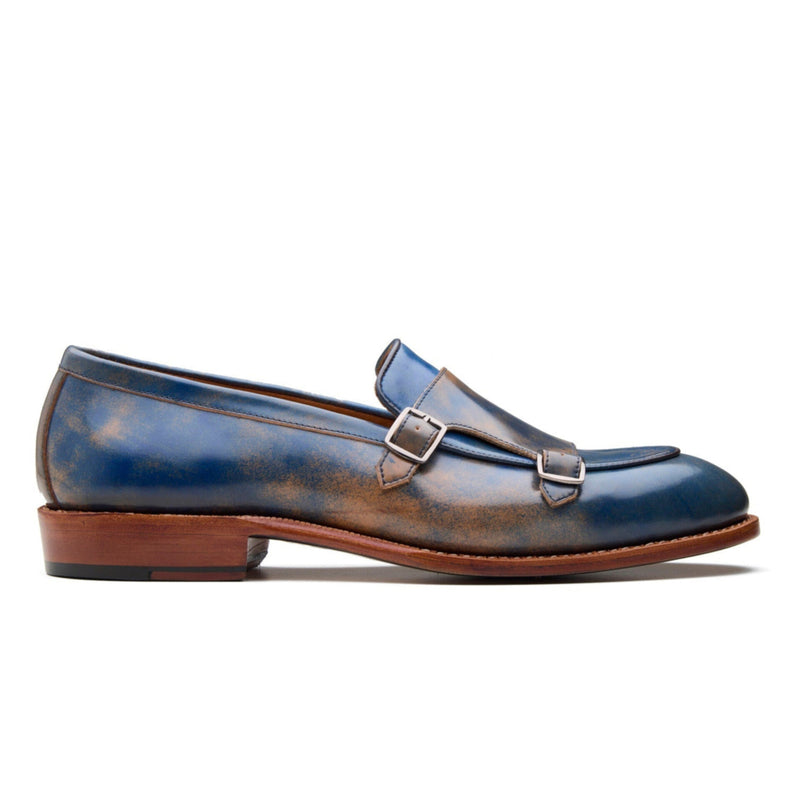 Myron - Monk Strap Loafer - Shell Cordovan Marbled Blue