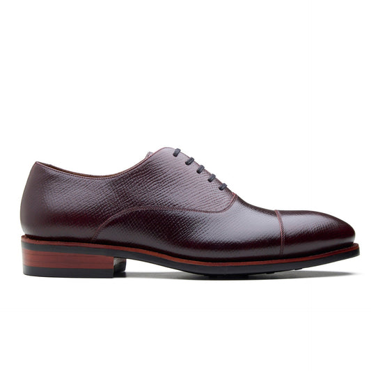 Noam - Cap Toe Oxford - Burgundy Hatch Grain