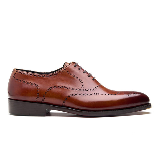 Constello - Seamless Brogue Whole Cut Oxford - Bourbon Calf