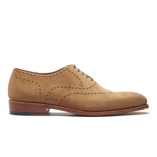 Constello - Seamless Brogue Whole Cut Oxford - Cashew Suede