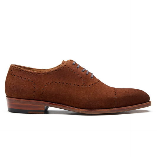 Constello - Seamless Brogue Whole Cut Oxford - French Brown Suede