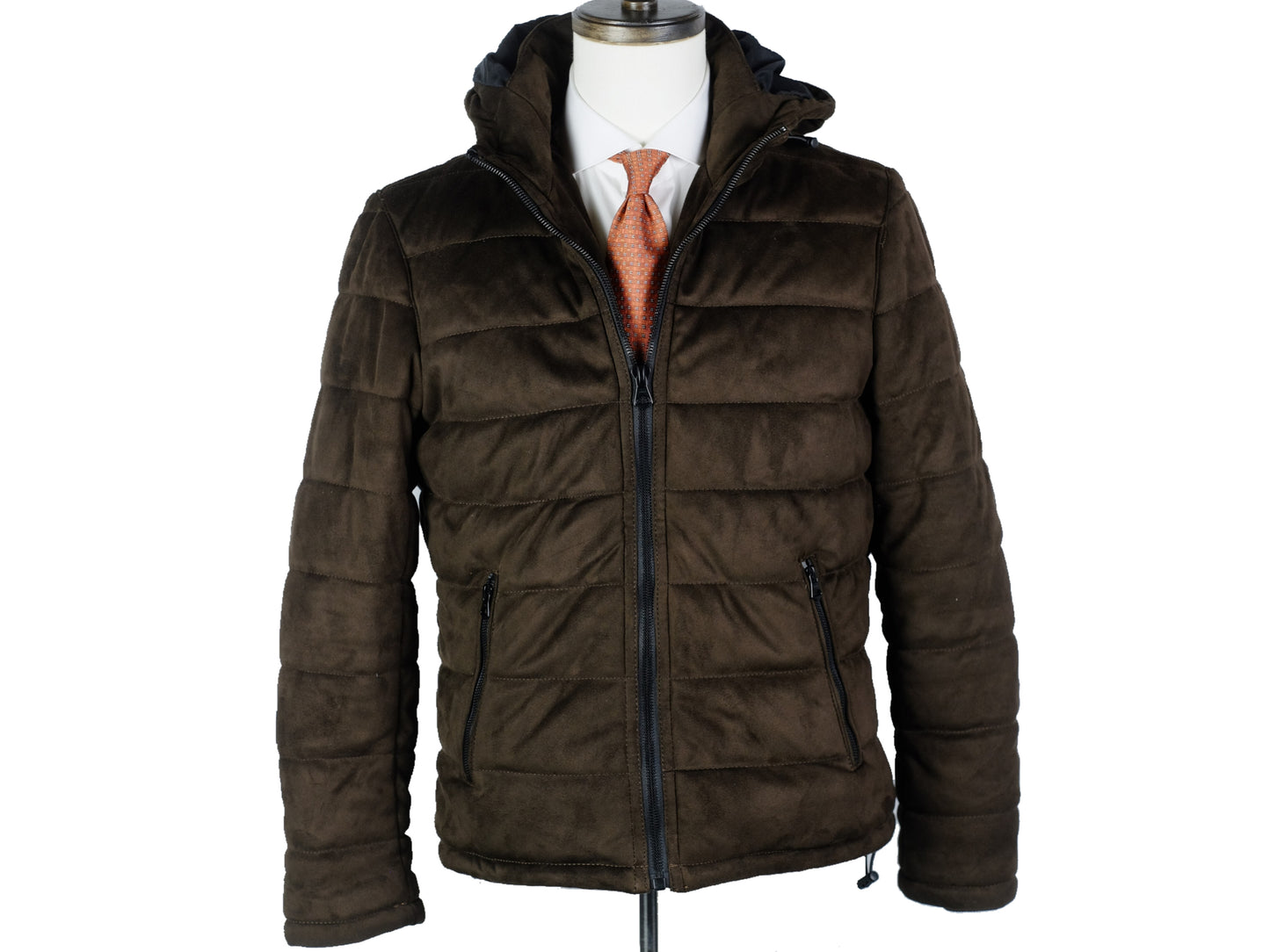 Zara - Faux Suede Puffer Hoodie Jacket