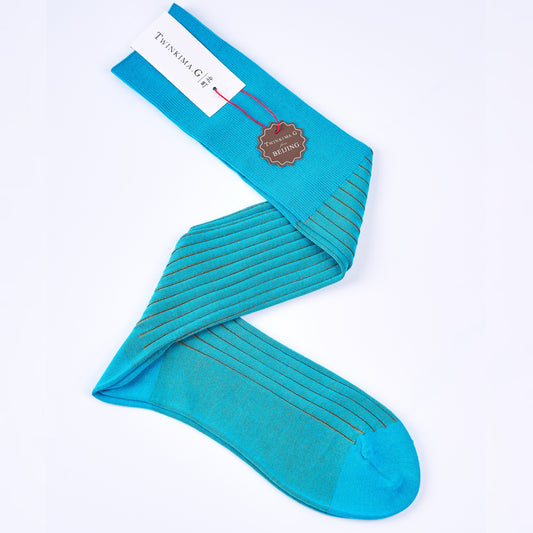 Twinkima.G - Egyptian Cotton Socks - Turquoise Striped (OTC)