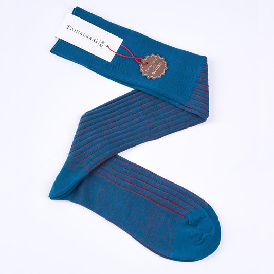 Twinkima.G - Egyptian Cotton Socks - Cobalt Blue Striped (OTC)