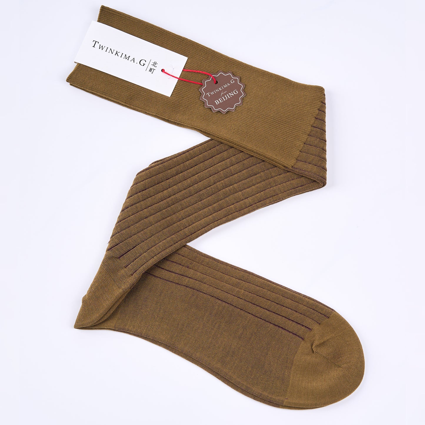 Twinkima.G - Egyptian Cotton Socks - Khaki Striped (OTC)