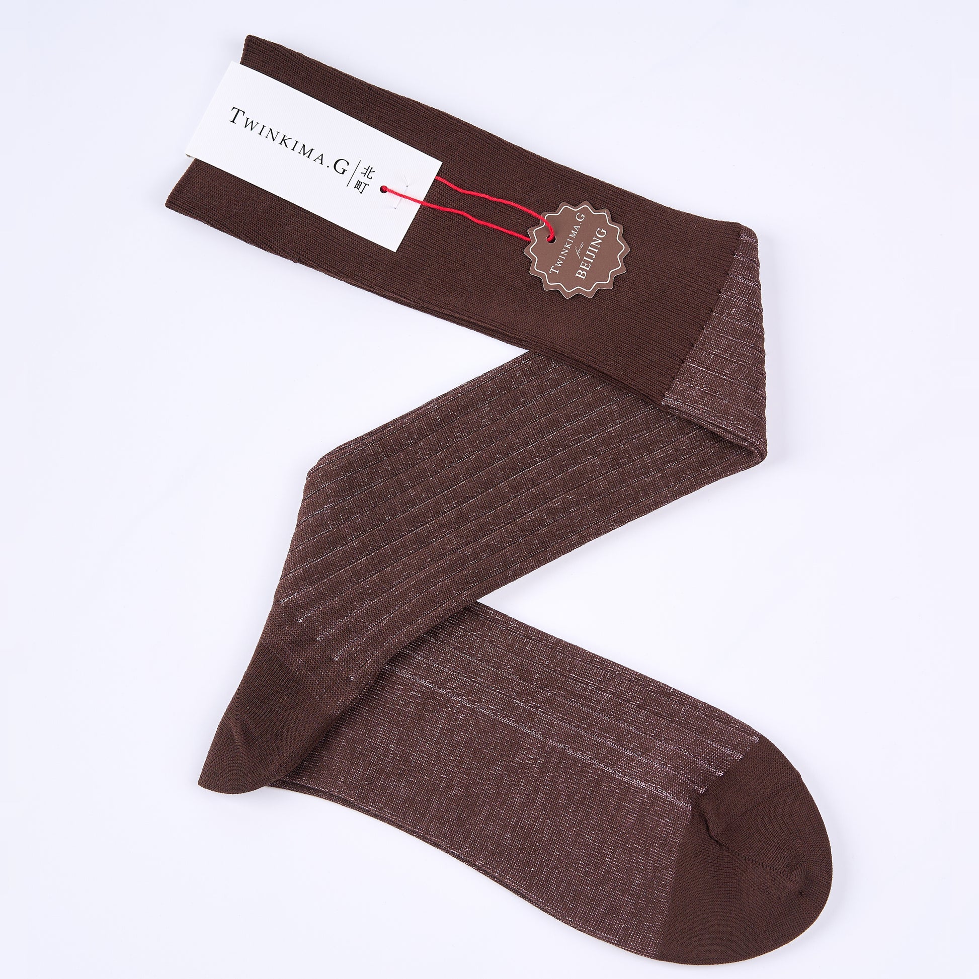 Twinkima.G - Egyptian Cotton Socks - Hickory Brown Striped (OTC) L (42-45 / US9-US12) Twinkima.G - Egyptian Cotton Socks - Hickory Brown Striped (OTC) L (42-45 / US9-US12)