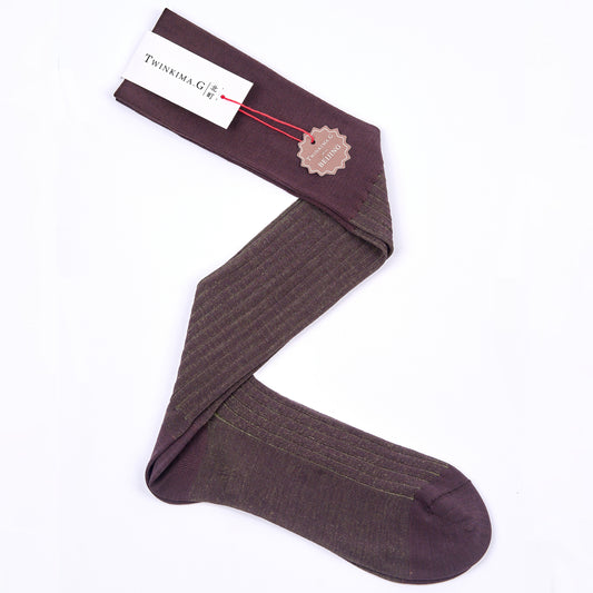 Twinkima.G - Egyptian Cotton Socks - Umber Brown Striped (OTC)