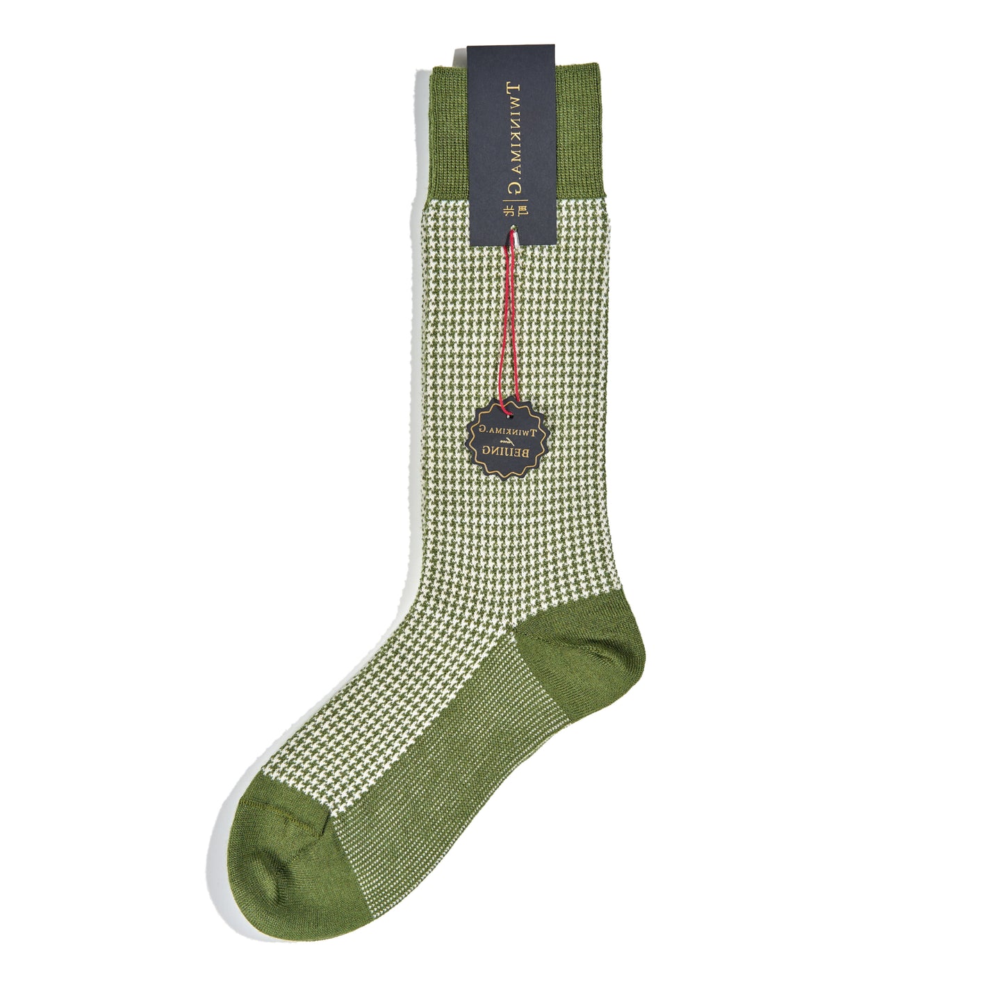 Twinkima.G - Cashmere Blend Socks - Olive/Pearl (Mid-Calf)