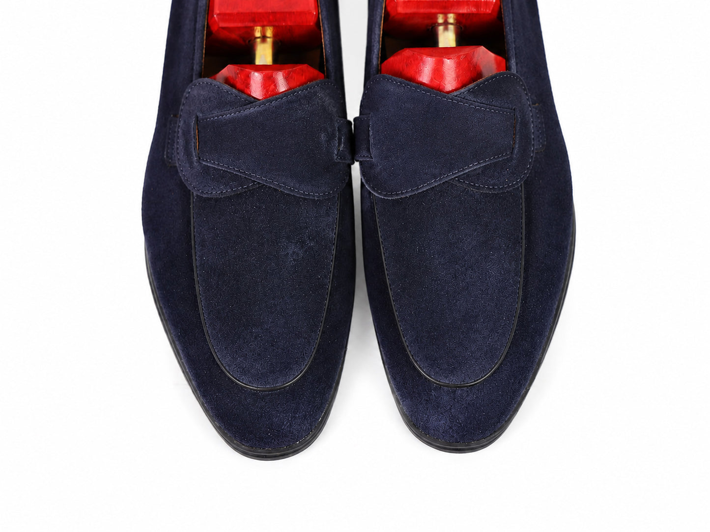 Sandpoint Soft Sole Butterfly Loafer – Navy Suede with Black Piping - PRE SALE