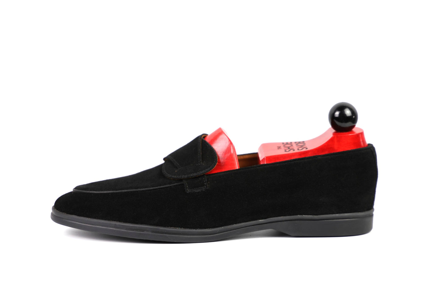 Sandpoint Soft Sole Butterfly Loafer – Black Suede with Black Piping - PRE SALE