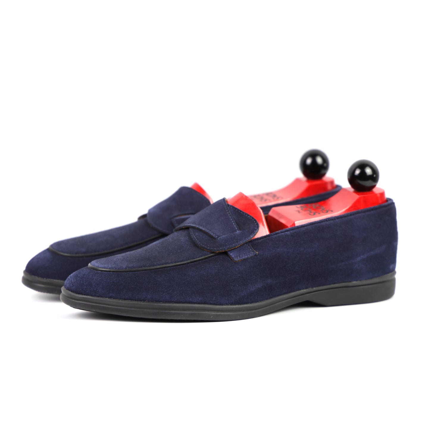 Sandpoint Soft Sole Butterfly Loafer – Navy Suede with Black Piping - PRE SALE