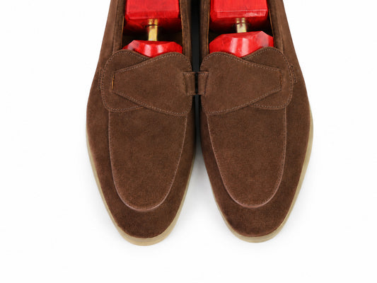 Sandpoint Soft Sole Butterfly Loafer – Tobacco Suede with Tonal Piping - PRE SALE