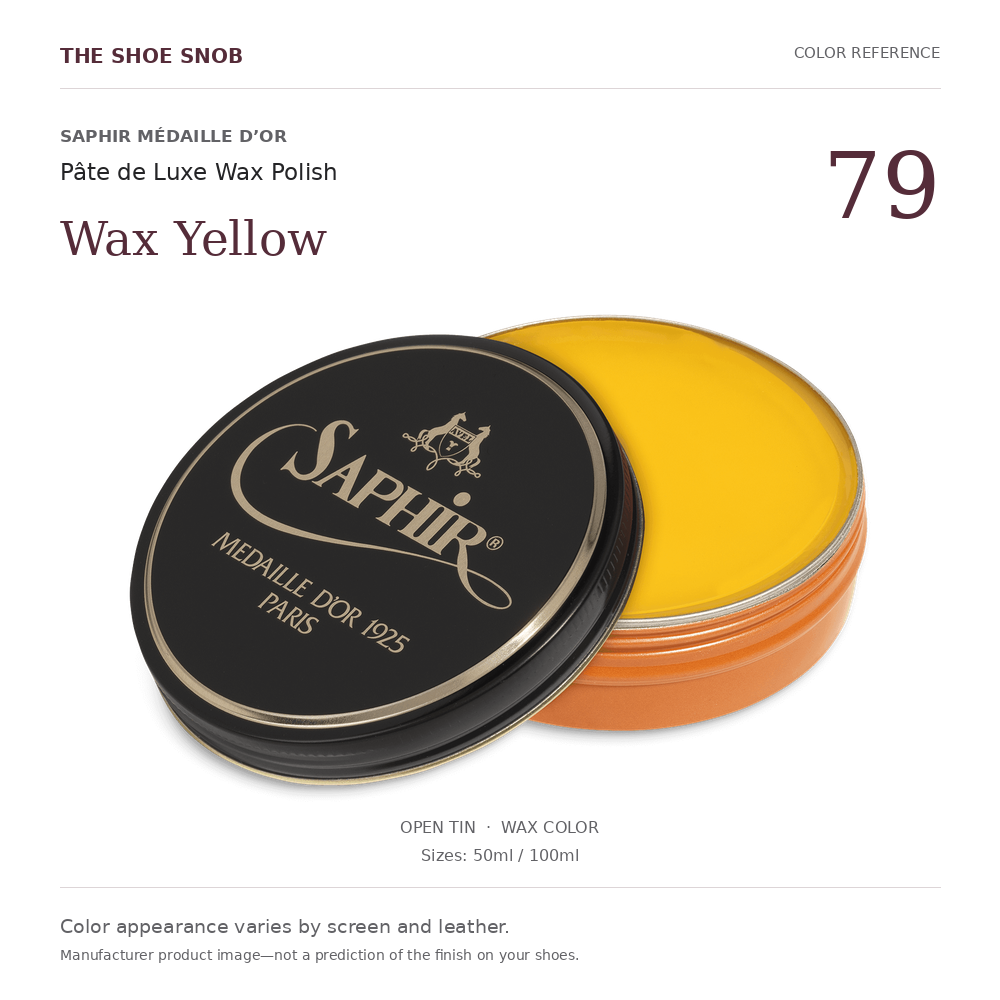 Saphir Médaille d’Or Pâte de Luxe Wax Yellow 79 wax color; offered in 50ml and 100ml