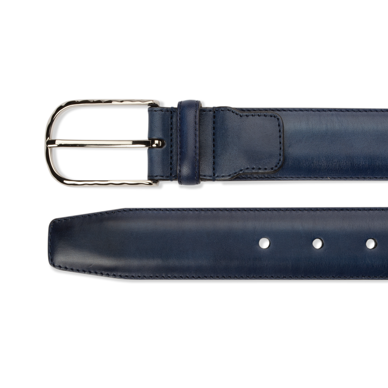 Leather Belt - Blue Calf - The Shoe Snob