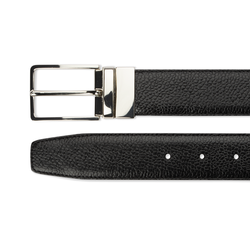 Leather Belt Reversible - Black Grain Calf/Brown Grain Calf - The Shoe Snob