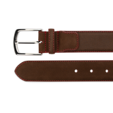 Nubuck Belt - Brown Nubuck/Red Stitch - The Shoe Snob