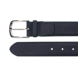 Nubuck Belt - Navy Nubuck/Green Stitch - The Shoe Snob