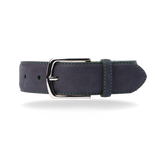 Nubuck Belt - Navy Nubuck/Green Stitch - The Shoe Snob