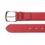 Nubuck Belt - Red Nubuck/Blue Stitch - The Shoe Snob