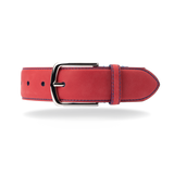 Nubuck Belt - Red Nubuck/Blue Stitch - The Shoe Snob