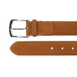 Nubuck Belt - Tan Nubuck/Bone White Stitch - The Shoe Snob