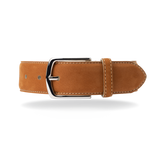 Nubuck Belt - Tan Nubuck/Bone White Stitch - The Shoe Snob