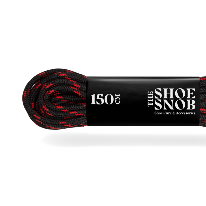 3 Pairs - 150cm Round Boot Laces - Black/Red - The Shoe Snob