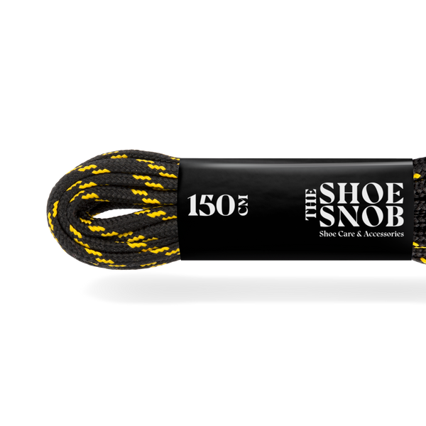 3 Pairs - 150cm Round Boot Laces - Black/Yellow - The Shoe Snob