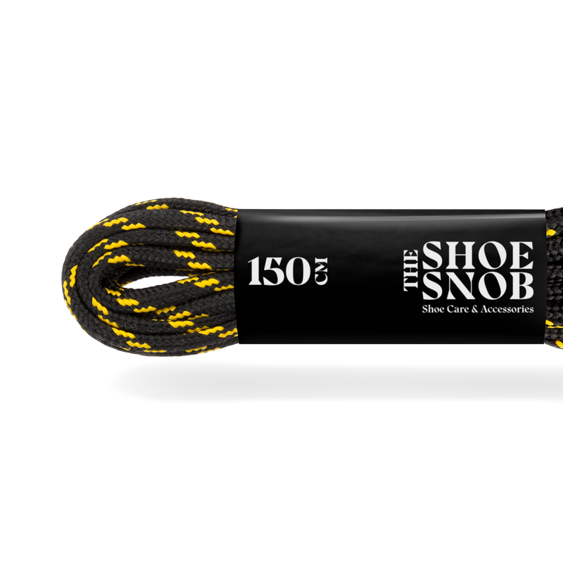 3 Pairs - 150cm Round Boot Laces - Black/Yellow - The Shoe Snob