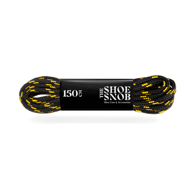 3 Pairs - 150cm Round Boot Laces - Black/Yellow - The Shoe Snob